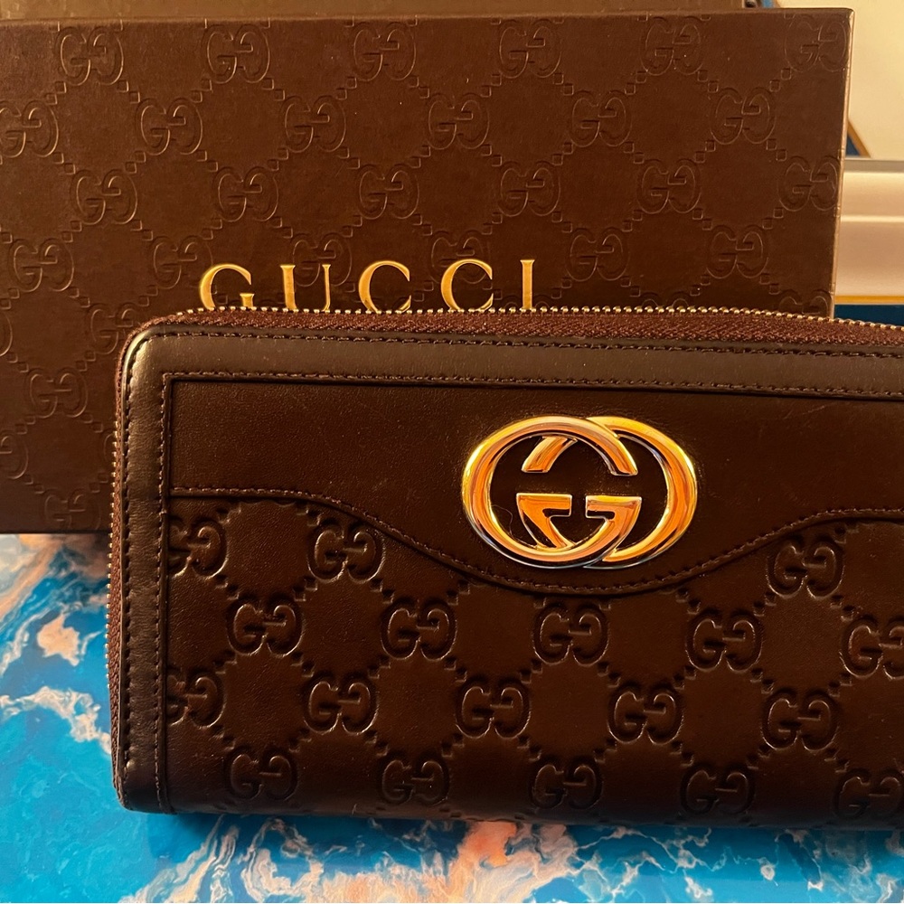 ⭐️Gucci GG Sukey brown leather wallet, EXCELLENT condition w/ box & dustbag - Picture 13 of 16